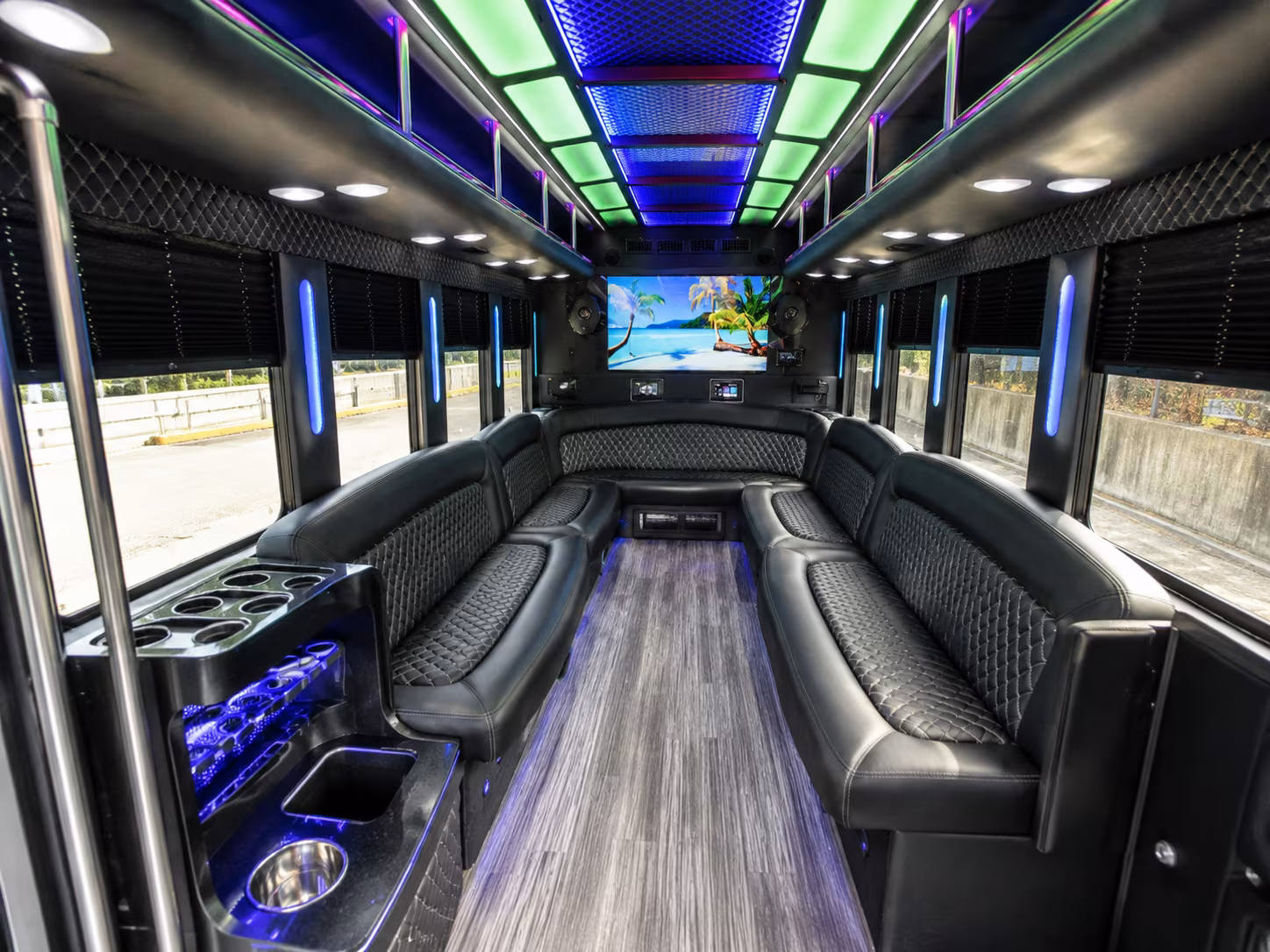 hesperia 18 passenger party bus inside